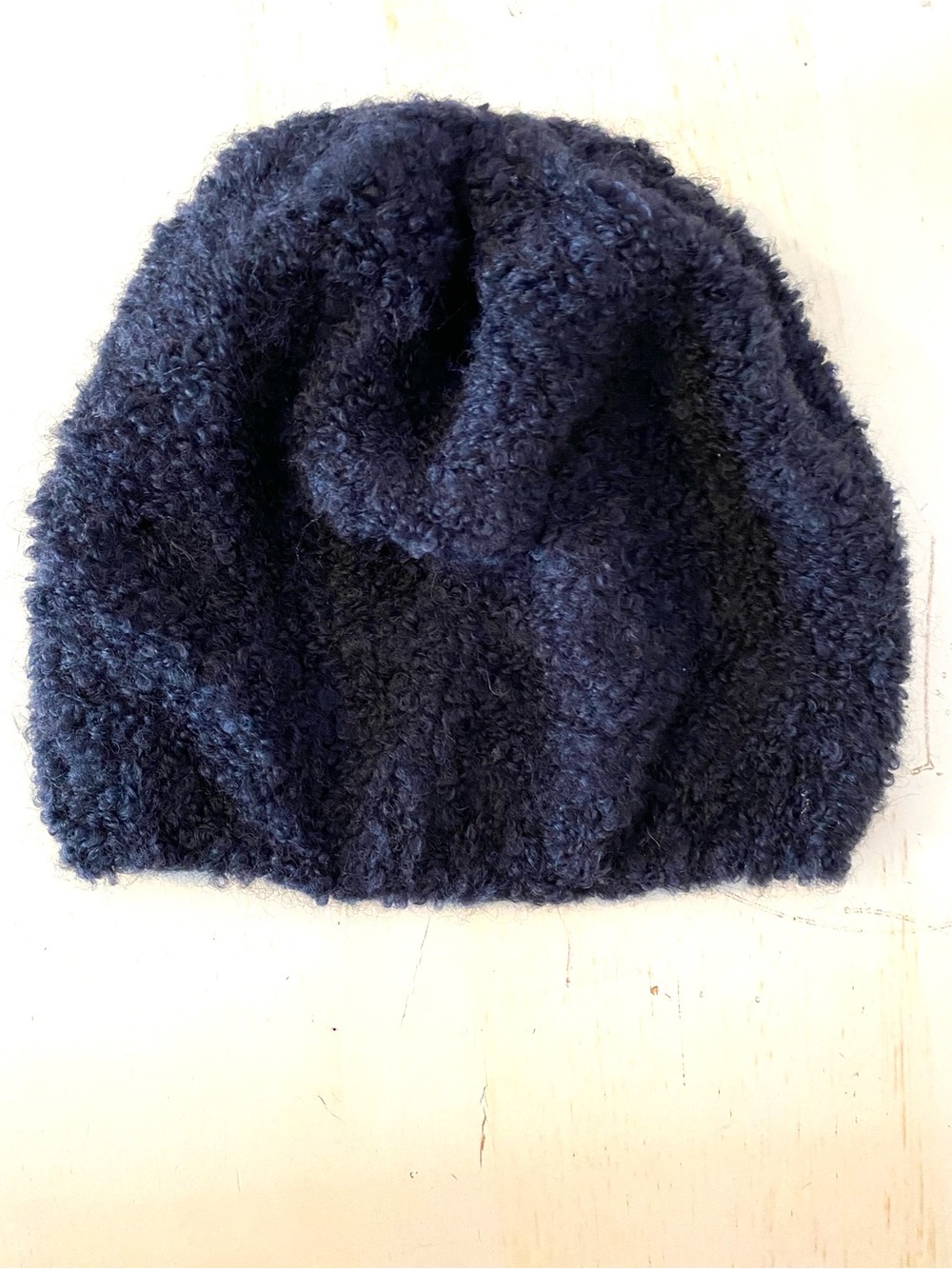 Fratelli Talli Made in Italy Navy Wool Alpaca Boucle Knit Winter Hat